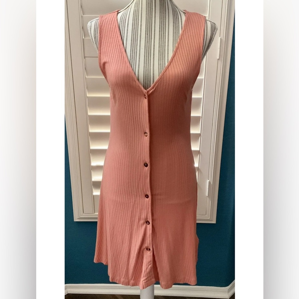 NWT Roxy Dream Do Buttoned Rib Knit Tank Dress Tawny Orange Size M Medium